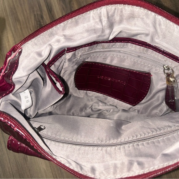 Liz Clairborne Fuchsia Croc-Embossed Shoulder Bag - Picture 6 of 7